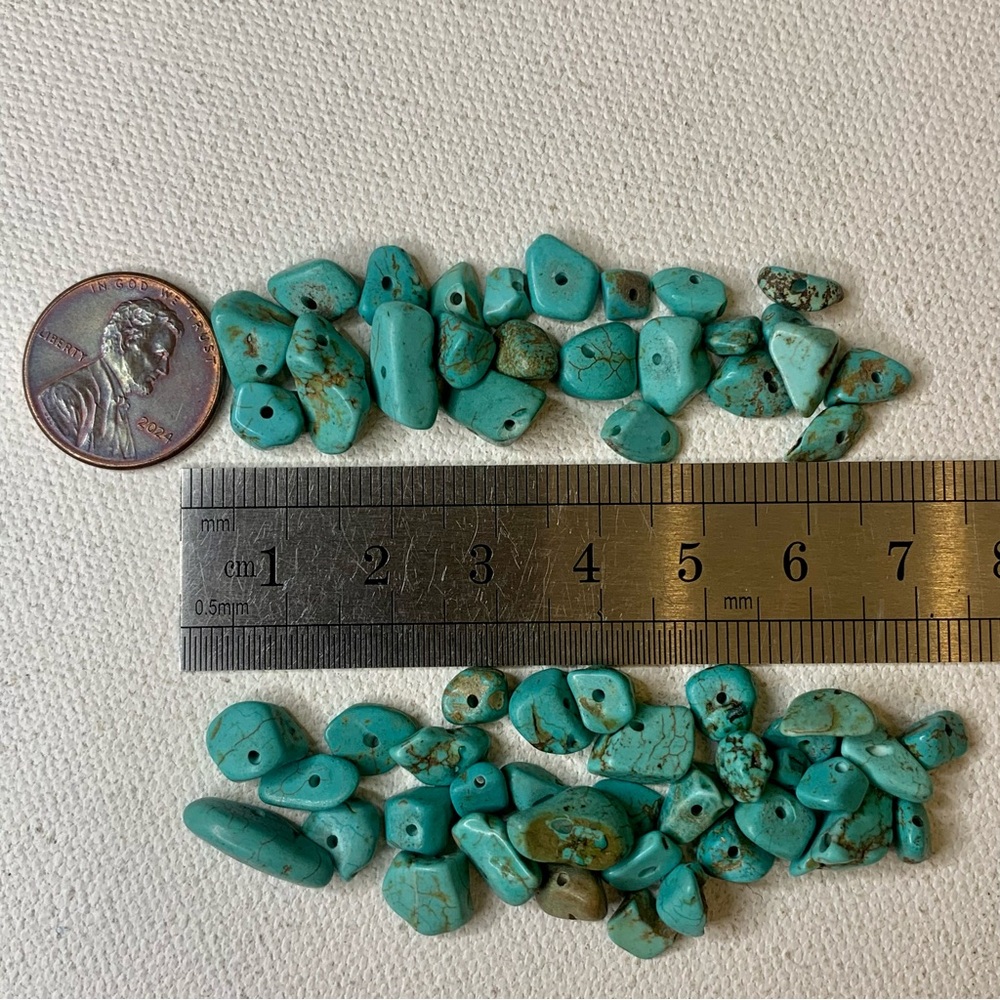 Natural Turquoise Chip Nugget Bead Lot 16g 5mm-25mm Mixed Matrix Teal Drilled - Picture 6 of 11